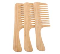 SILENRADAWN 3pcs Bamboo Wide Tooth Comb Set Handle, Large Detangling Hair Brushes for Curly and Wet Hair, Natural Bamboo Paddle Styling Combs for Home and Salon Use