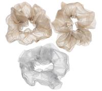 SILENRADAWN 3pcs Glitter Sheer Tulle Hair Scrunchies with Stretchable Rubber Band Smooth to Touch Vintage Hair Ties for Women Bands for Thick and Everyday Use