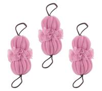 SILENRADAWN 3pcs Pink Bath Loofah Shower Sponges with Exfoliating and Rich Foams Features, Made of Sturdy Pe Material, for Gentle Body Cleansing and Relaxing Bath Time