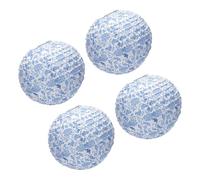 SILENRADAWN 4pcs Blue Cotton Paper Lanterns Decorative Hanging Lampshades Steel Wire Frame, Softens Light, Simple and Exquisitely Crafted for Bedroom and DIY Party Decoration