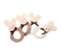 SILENRADAWN 4pcs Bunny Shaped Plush Hair Accessories Hair Ropes Soft Elastic Ponytail Holders Not Easy to Fall off Easy to Store on Christmas and Occasions