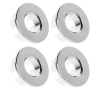 SILENRADAWN 4pcs Copper Bathroom Sink Overflow Covers Sturdy Silver Basin Overflow Trim Rings with Fine Texture for Kitchen and Bathroom