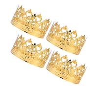 SILENRADAWN 4pcs Golden Tiny Metal Crown Cake Decorations Handmade Crown Toppers with Portable Size and Elegant Shimmering Design for Wedding Reception and Birthday Parties