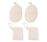 SILENRADAWN 4pcs Natural Loofah Shower Scrubber Pads for Face and Back, Reusable Quick Drying Exfoliating Loofah Spa Pads with Hanging Loop, for Home Spa and Travel Bathing Care