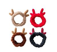 SILENRADAWN 4pcs Women Christmas Hairbands with Plush Reindeer Antlers, Elastic Cloth Head Wraps for Comfortable Wearing and Lightweight Use, for Sports and Dancing
