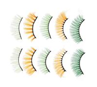 SILENRADAWN 5 Pairs Makeup Eyelash Vivid Eyelashes Simulated Material Thin and Long Comfortable to Wear Assorted Color False Lashes for Cosplay Wedding Event