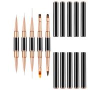 SILENRADAWN 5pcs Portable Nail Art Painting Pens Set Double-sided Nail Coloring Brush with Aluminum Copper and Nylon Material Practical and Convenient to Use for DIY