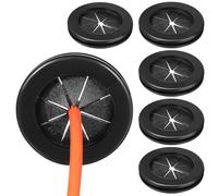 SILENRADAWN 6 Pcs Cable Hole Covers Desk Cord Management Cable Grommet Rubber Dual Sided Design Black Easy to Use for Desks and Office Furniture