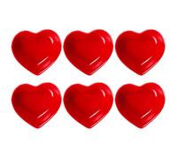 SILENRADAWN 6pcs Ceramic Heart Shaped Condiment Dish Food Dipping Container Shape Design Freezer Safe Practical Tableware for Christmas and Father's Day