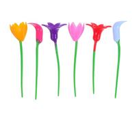 SILENRADAWN 6pcs Flower Silicone Wine Glass Charms Set Floral Drink Markers Glass Identifiers for Cocktail Parties Weddings and Christmas Favors Random Color