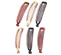 SILENRADAWN 6pcs Ponytail Holder Clip Updo Ponytail Clip 5.89x1.41x0.20in Fish Shape Plastic Hair Clamp Elegant Rhinestone Hairstyling Tool for Party Ball Assorted style