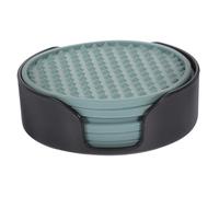 SILENRADAWN 6pcs Silicone Coasters Set with Holder, round Anti-skid Cup Pads for Drinks, Thickened Pyramid Design, Heat Resistant and Sturdy, for Home Decor and Kitchen Use