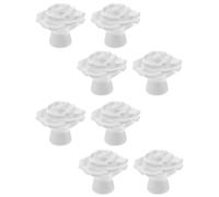 SILENRADAWN 8pcs Vintage Ceramic Rose Flower Door Knobs Pull Handles for Kitchen Cabinets and Wardrobes, Easy to Install with Screws, White Colour Suitable for Home and Kitchen Use