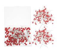 SILENRADAWN Acrylic Straight Pins and Decorative Wedding Flower Shape with High Transparency 100pcs Red Bouquet Pins for Sewing, Quilting and Florist Supplies