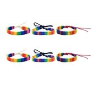 SILENRADAWN Adjustable Braided Rainbow Pride Bracelets for Group Activities and Processions Classic Style 6pcs Comfortable Cotton Woven Wristbands for Men and Women