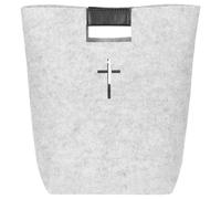 SILENRADAWN Bible Tote Bag Felt Sturdy and Convenient to Carry Large Capacity with Cross Pattern Design Stylish White Handbag for Shopping and Church Use for Women