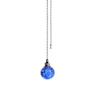 SILENRADAWN Blue Crystal Pull Chain Pendant for Ceiling Light and Guyed Desk Lamp with Cracked Grain Ball Style, Light Refraction Feature, Comfortable Touch, for Home and Party Decor