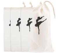 SILENRADAWN Canvas Pointe Shoe Drawstring Bags with Large Storage Space and Wear-Resistant Material 4pcs for Ballet Shoes for Dance Practice and Travel