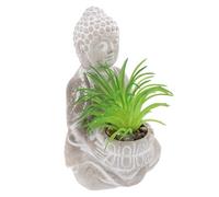 SILENRADAWN Cement Buddha Statue with Succulent Display, Sturdy Garden Sculpture for Outdoor and Indoor Zen Garden Decoration, for Patio or Courtyard Use