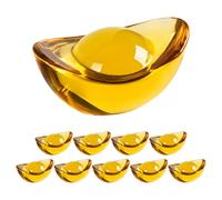 SILENRADAWN Citrine 10pcs and Lightweight Design with Delicate Details Yellow Ingot Figurine Ornaments Easy to Store Feng Shui Desktop for Car and Scene Decor Home Decoration