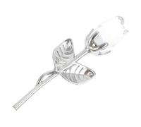 SILENRADAWN Crystal Glass Rose Flower Ornament with Smooth Surface, Contemporary Style Decorative Figurine for Home Décor, Beautiful Crystal Rose Collectible