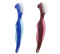 SILENRADAWN Denture for with and Handle Full Nylon Bristles Dentures Pp Toothbrush 2pcs Double-Sided Cleaning Brush Multi-Functional at Half for Oral Care Home