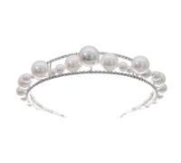 SILENRADAWN Elegant Pearl Headband Hair Accessory Rhinestone Hair Decor and Crystal Headpiece, Lightweight Alloy Bridal Headband Suitable for Graduation Period and Holiday Wear