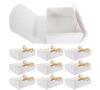 SILENRADAWN Folding Lid Boxes Multipurpose White with Ribbon Cardboard 10pcs Lightweight Small Present Packaging Boxes for Christmas and Parties, for Perfume and Watch