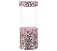 SILENRADAWN Glitter Makeup Tools Organizer with Two-cup Acrylic Brush Storage Box for Organizing Makeup Table the Go Use in Elegant Pink Pu Design