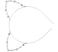 SILENRADAWN Headband Funny Style Cat Ears Rhinestone for Women Silver Sturdy Metal Material Headwear for Holiday Prom and Costume Party