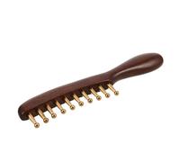 SILENRADAWN Massage Comb Wooden Scalp Massager Ergonomic Design Promotes Scalp Health Wide Tooth Handmade Sandalwood Copper Natural Wood for Daily Use Cloth Bag Random Color