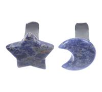 SILENRADAWN Moon and Star Crystal Car Vent Clips 2Pcs Blue Lace Stone with Rubber Stainless Steel for Female Car Air Outlet Decoration