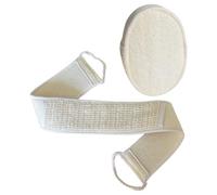 SILENRADAWN Natural Loofah Bath Kit with Long Cotton Back Rub Strip for Deep Cleaning and Easy to Clean Bathing, Beige Exfoliating Towel Suitable for Bathroom Use