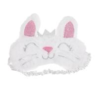 SILENRADAWN Plush Rabbit Sleeping Mask for and, Breathable Soft Eye Cover White Crown Design, Comfortable Sleep Blindfold for Travel and Home Use