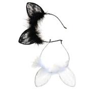 SILENRADAWN Rabbit Ear Headbands Hair Accessories and Lace 2pcs Comfortable for Well Decorated with Unique Delicate Craft Design Christmas Party and Cosplay