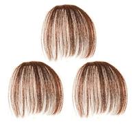 SILENRADAWN Realistic Fake Hair Bangs Brown with High Temperature Wire 3pcs Natural False Air Hair Bangs Invisible and Safe to Wear for Women for Weddings and Dating
