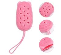 SILENRADAWN Silicone Bath Brush Back Scrubber with Soap Storage, Automatic Foam Generating Shower Brush for Home and Travel, Water-Resistant Red Bathing Scrubber for Body Cleaning