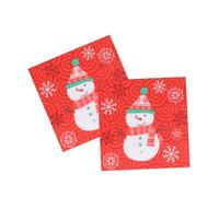 SILENRADAWN Snowman Vibrant Red Colours Printed Disposable Napkins Christmas 50pcs Wood Pulp Paper and Adorable Graphics for Christmas Party and Birthday Celebration