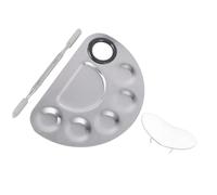 SILENRADAWN Stainless Steel Makeup Mixing Palette Set with Stick and Ring for Nail Art and Cosmetic Blending Professional Color Mixing Board for Salon and Home Use Silver Kit