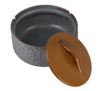 SILENRADAWN Vintage Ceramic Covered Ashtray for Smokers with Lid, Dustproof and Easy to Clean, Retro Style Ashtray for Office and Desktop Use, Unique Artistic Atmosphere