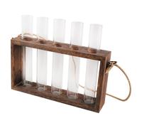 SILENRADAWN Wall Mounted Hydroponic Plant Vase Set with Wooden Frame, 6 Glass Test Tubes and Hemp Rope, Indoor Hydroponic Terrarium for Air Plants and Live Houseplants Holder