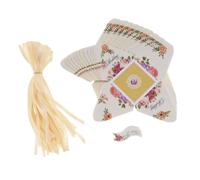 SILENRADAWN Wedding Favor Boxes Beige with Straps 50pcs Pyramid Shaped Paper Candy Boxes for Chocolate and Candy, for Wedding Food Table or Reception Desk