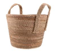SILENRADAWN Wicker Blanket Basket with Braided Handles, Sturdy Straw Material, Nordic Style Storage Basket for Home Organization and Plant Pot Cover, Natural Brown Seagrass Decor