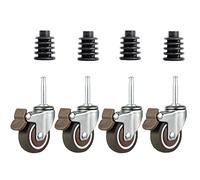 Silent 1.5" Swivel Casters with Brake Fits 14 16 19 22mm Tubes Replacement Wheels for Carts Cribs Shelves Smooth Rolling Fur Casters.