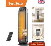 Silent 25-Inch Oscillating Space Heater with Remote & Timer - 3 Heating Modes