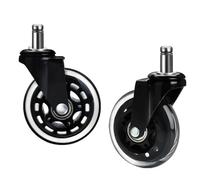 Silent 3-Inch Universal Office Chair Wheels Soft Rubber Replacement Casters 60kg Load Capacity Safe Swivel Furniture Hardware 1 Piece (Size: 10x22mm Color: Black)
