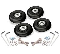 Silent 360 Swivel Casters for Luggage Repair, 4Pcs Luggage Suitcase Replacement Wheels OD 36-50mm Axles Deluxe Black with Screw Suitable for 18-26 Inch Swivel Caster(AK04-52-21)