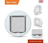 Silent Action 4-Way Locking Cat Flap - Weather-Proof for Various Pets, White