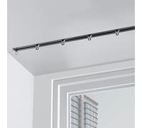 Silent Adjustable Ceiling Curtain Track 1 5m Black for Hidden Curtains Installation 2.30m Size Invisible Divider Smooth Sliding System Perfect for Home Décor