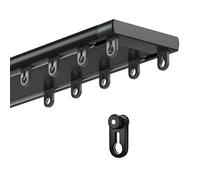 Silent AIN Track 1.1m-5m Double Rail Ceiling System, Adjustable Aluminum Hardware for Living Room, Bedroom, Hospital - Black Color (3.6ft) - Smooth Operation & Modern Design
